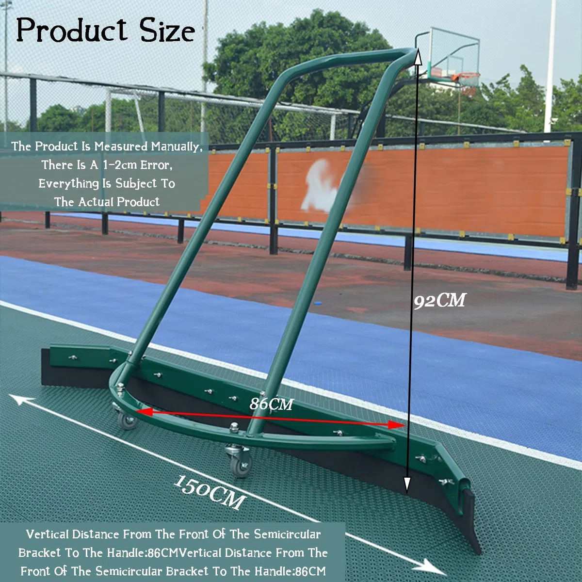 Rasqueta de suelo resistente para eliminación de agua, ideal para canchas de tenis e instalaciones deportivas, cuenta con mango de 92 cm de largo para una limpieza eficiente
