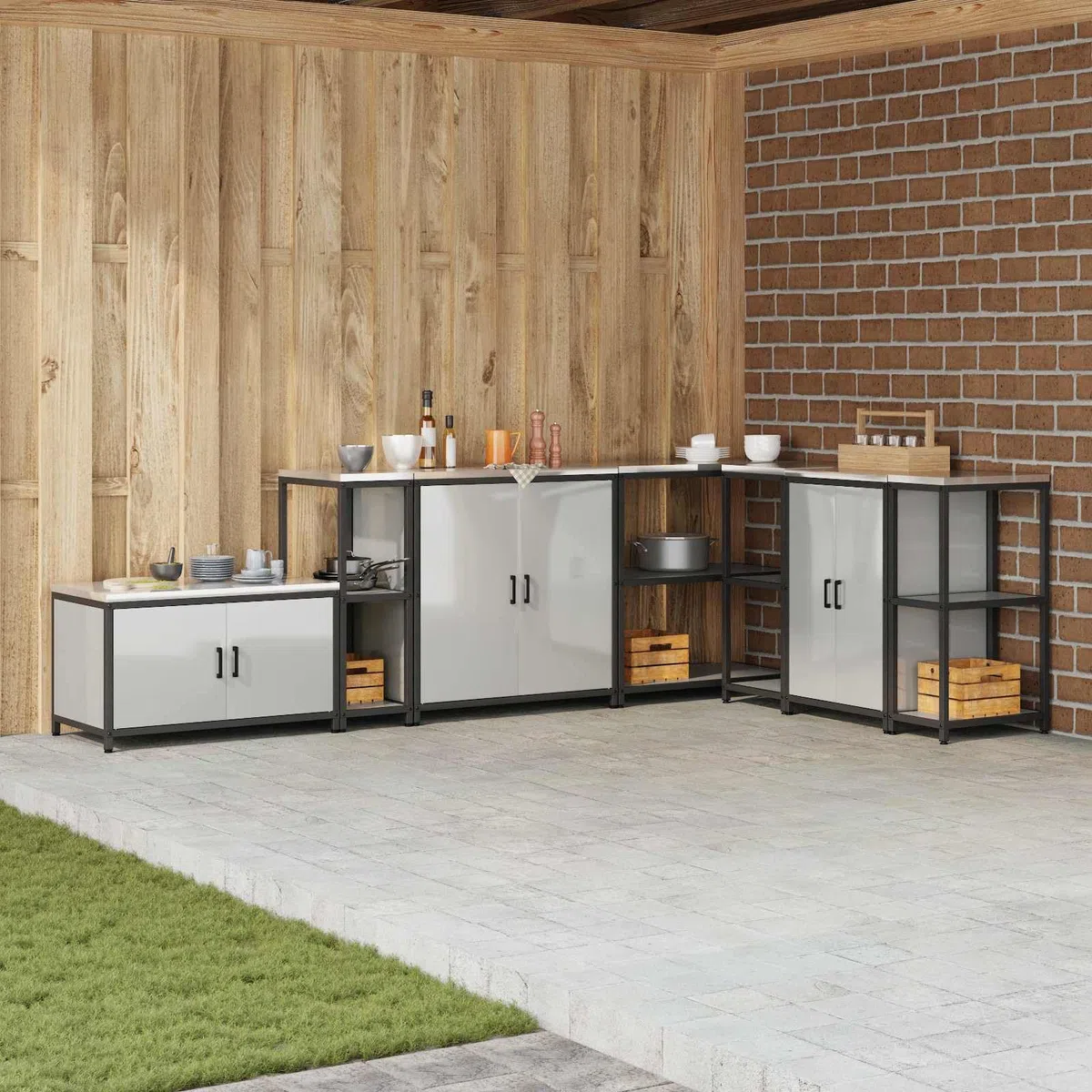 Estantería de cocina de acero con múltiples estantes, 60 x 50 x 92 cm, color plateado – Almacenamiento de cocina moderno para utensilios, ollas y alimentos, estante de acero resistente para