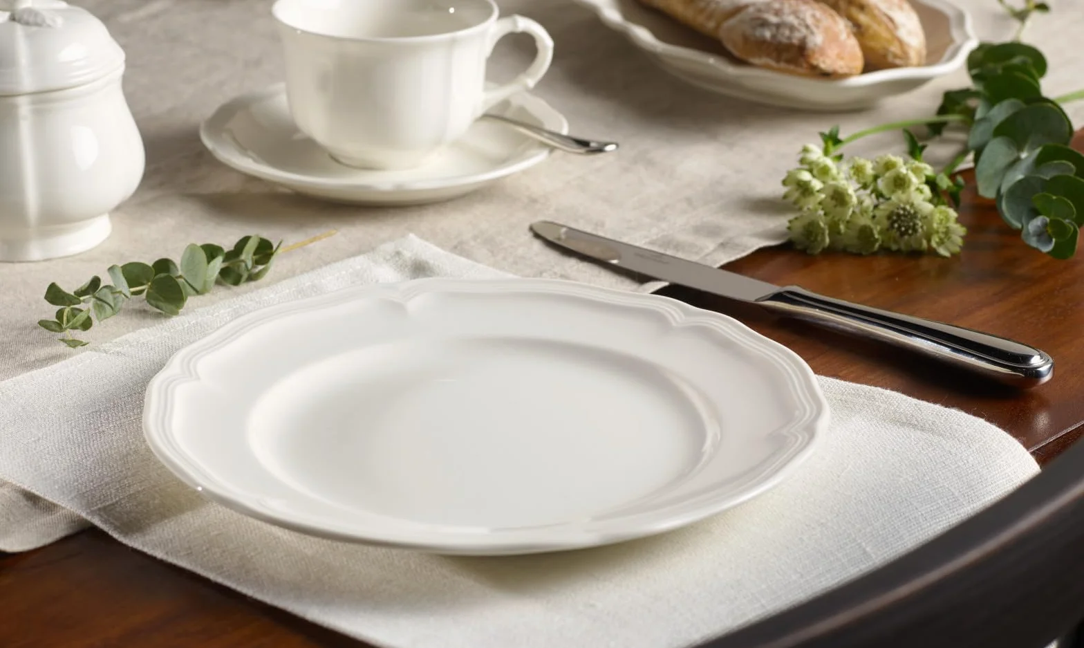 Villeroy & Boch Manoir Plato para desayuno o postres, 21 cm, Porcelana Premium, Blanco