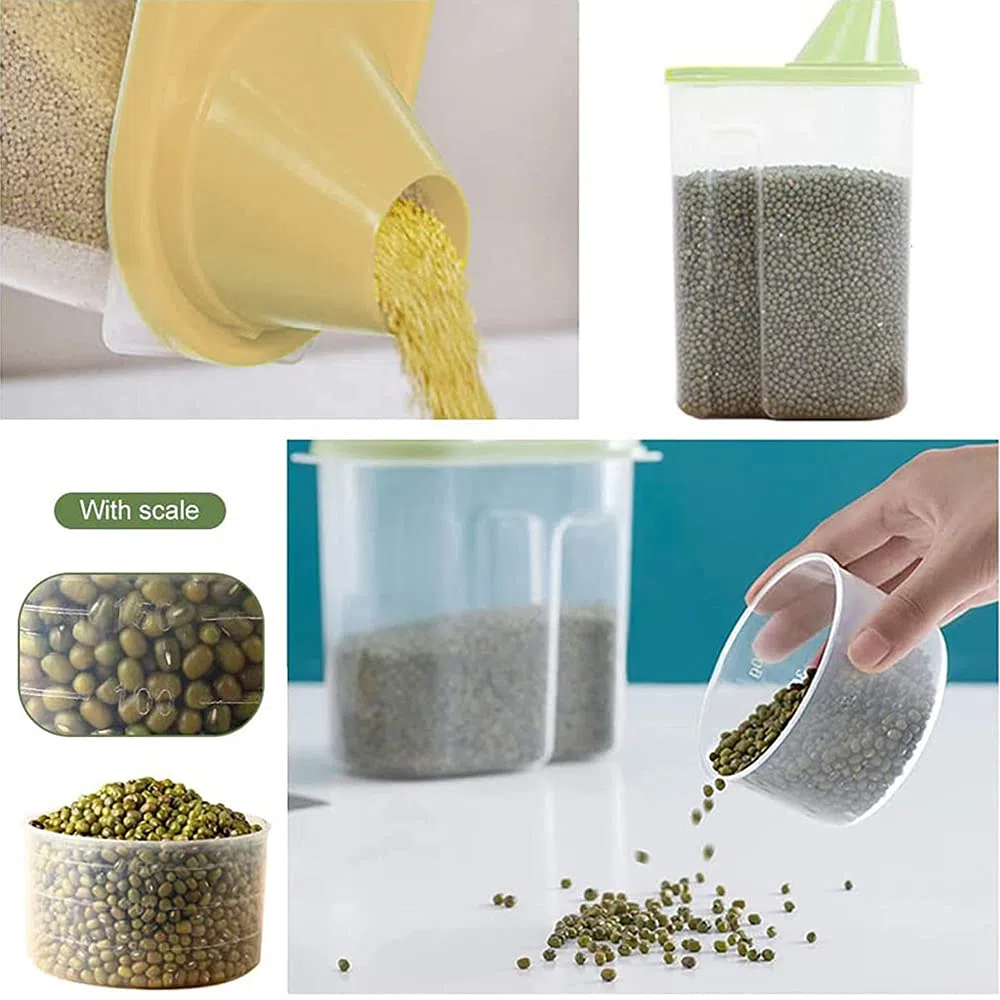 4 Piezas Tanque Almacenamiento Alimentos Secos,Envases Plástico,Recipiente Para Cereales,Medidora Caja,Se Utiliza Para Harina,Café,1,9 L