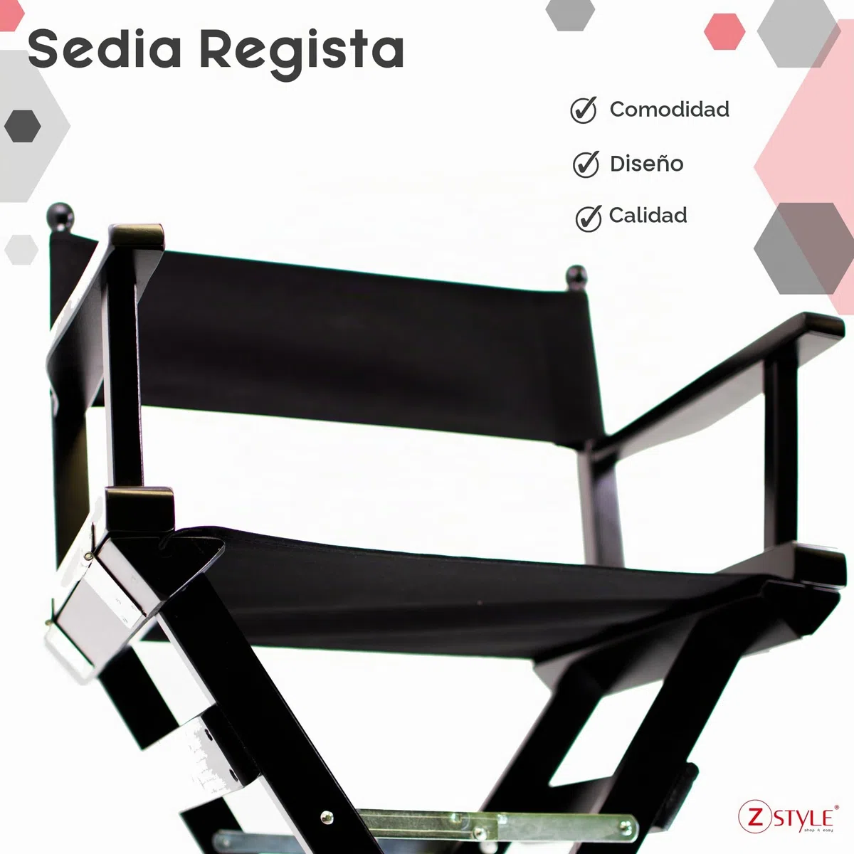ZStyle Silla de director plegable ligera y portátil, para oficina, hotel, restaurante, casa, porche, bar, maquillaje, madera de haya, tela alta para maquillar (madera de nogal, tela cruda)