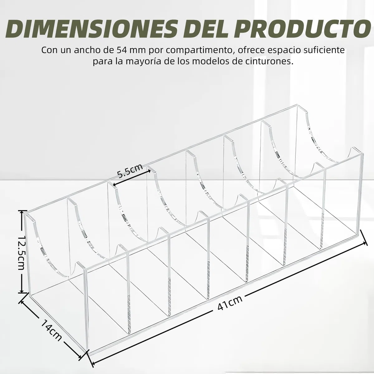 Caja organizadora de acrílico con 7 compartimentos y diseño de cajón. Ideal para organizar y guardar corbatas y cinturones en los cajones del armario.