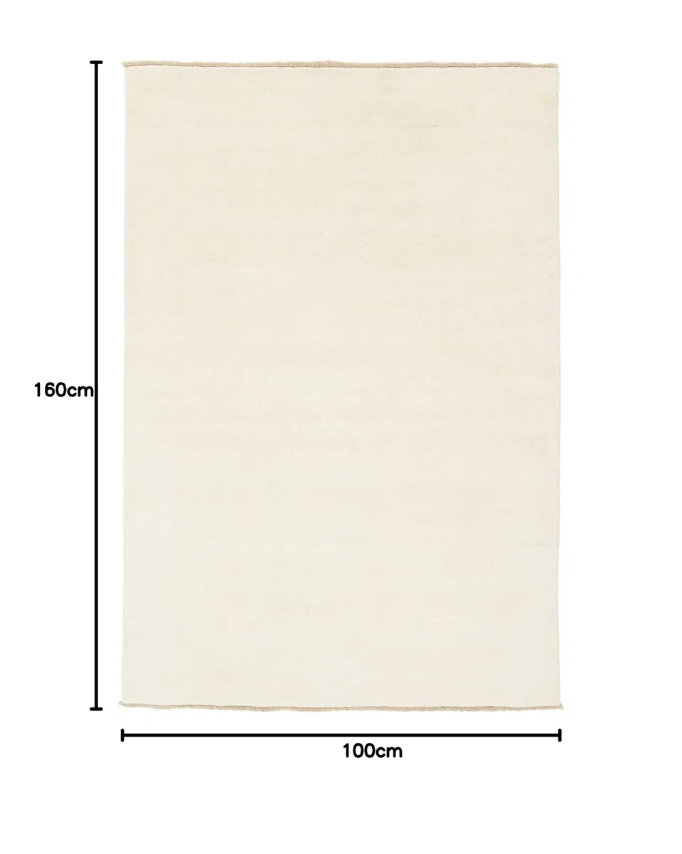 RugVista Handloom Fringes Alfombra, 100 x 160 cm, Ivory | Modernas, Rectangular, Pelo medio, Limpieza en seco, Sala de estar, Comedor, Dormitorio