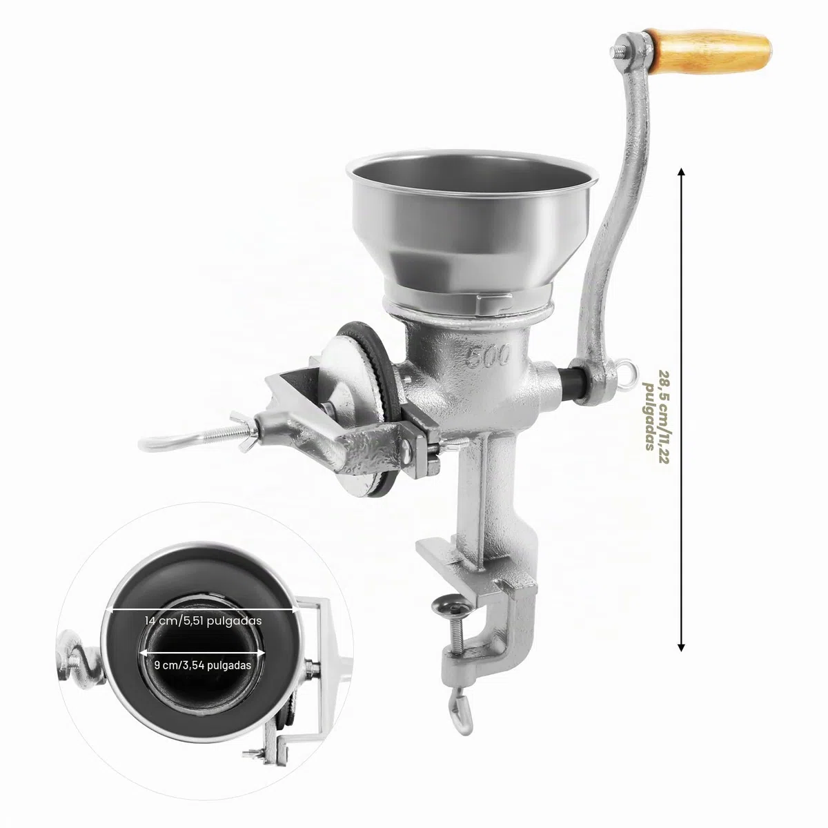Molino manual para cereales, molinillo manual de hierro fundido, para nueces, café, cereales, semillas, especias