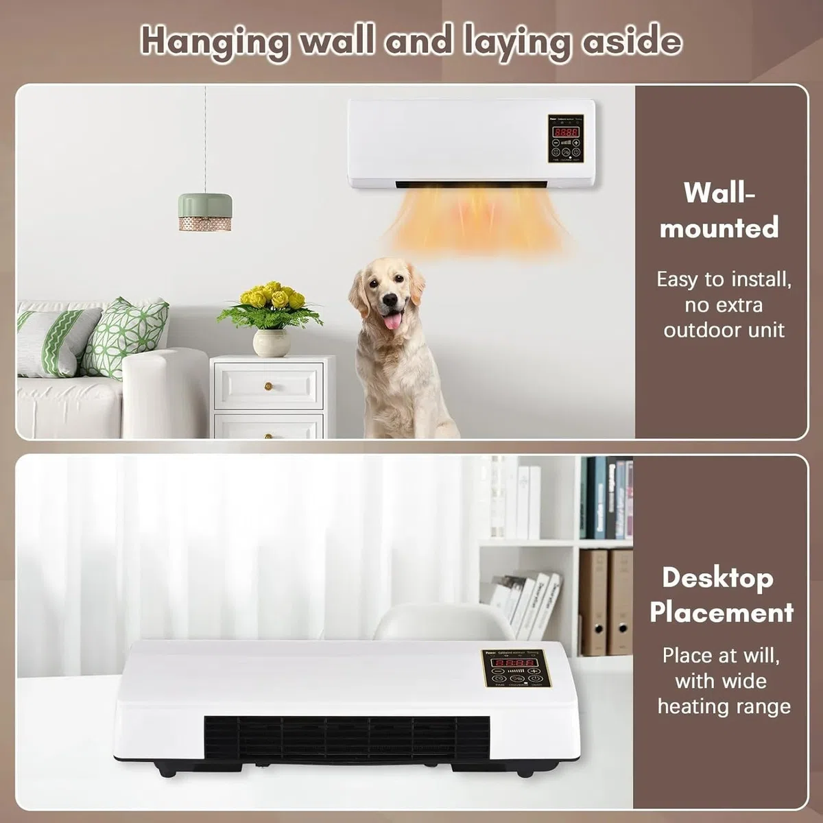 Ventilador portátil pared 2 en 1 Plug & Play sin instalación bajo consumo hogar dormitorio oficina