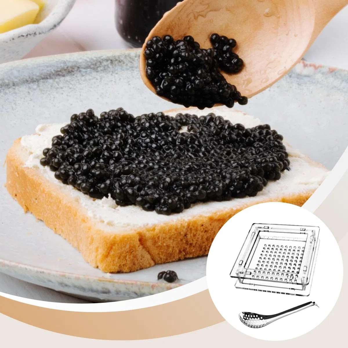 Molecular Gastronomy - Juego de caja de caviar esférico con cuchara, produce 100 bolas de caviar, kit de creación de caviar para entusiastas de la cocina
