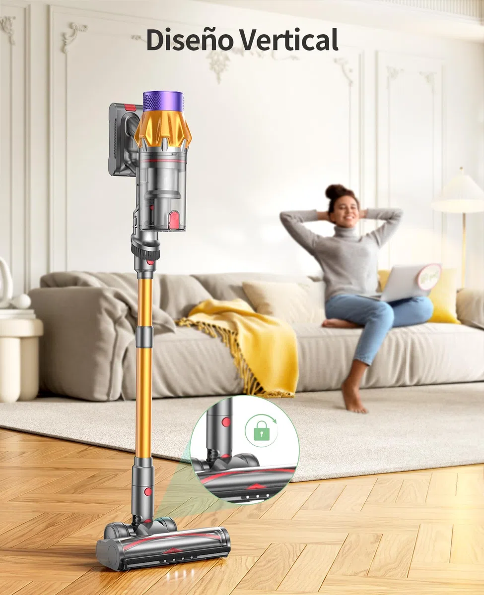 Aspiradora sin Cable 600W/50KPA/65Min (ECO), Escoba Aspiradora sin Cable Potente con AUTO Modo, Carga de Pared, Aromaterapia, Manguera de 1M, Cepillo Antienredos para Cabello/Alfombras/Pisos(X7A Pro)