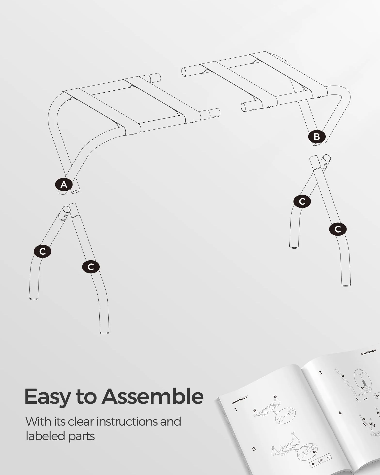 SONGMICS Portaequipajes para habitación de invitados, juego de 2 soportes para maleta, marco de acero plegable, para hotel, dormitorio, soporta hasta 110 libras, 27.2 x 15 x 20.5 pulgadas, gris
