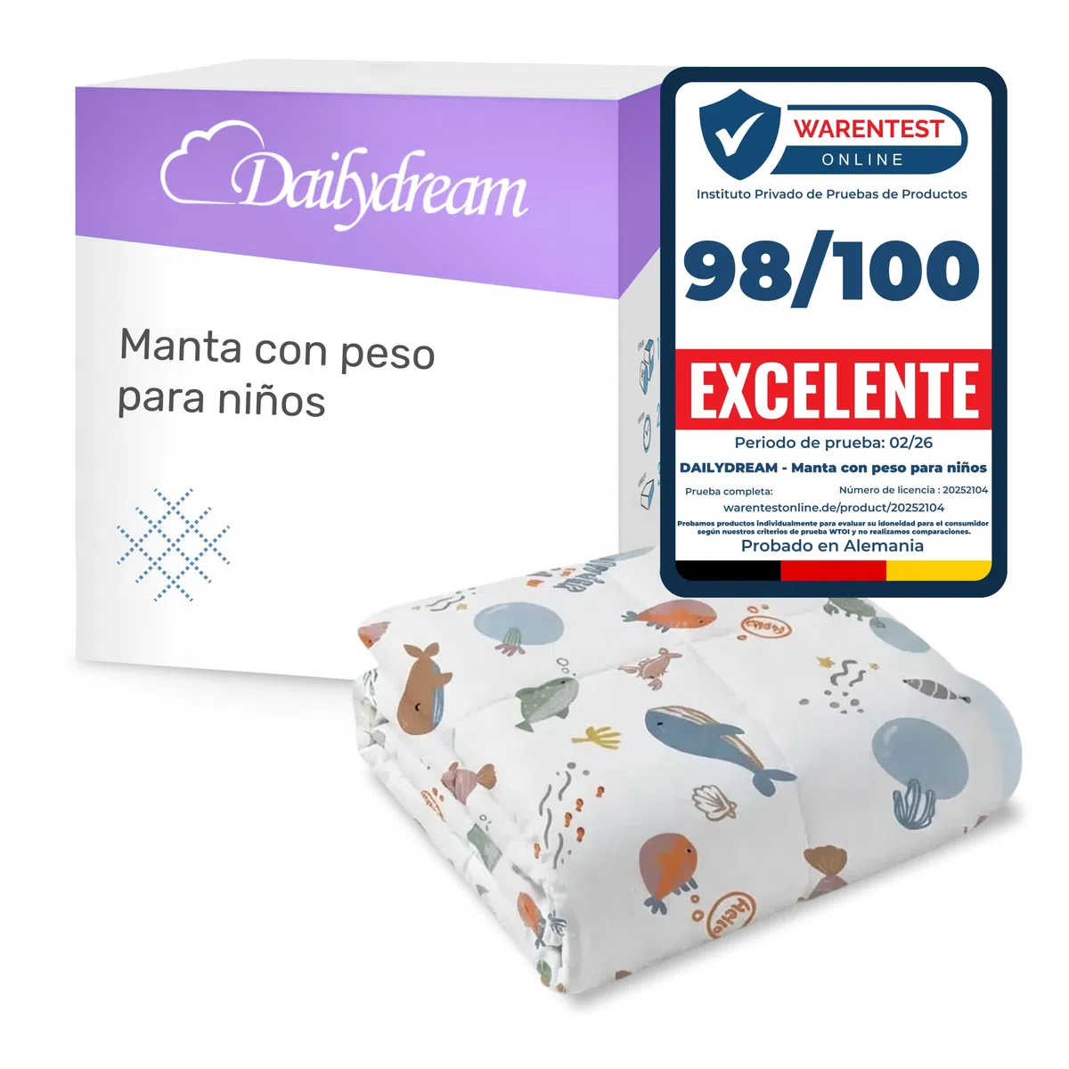 Dailydream Manta Pesada para niños, 90 x 120 cm, 2,5 kg, diseño de Espacio, de algodón 100%, Relleno de Perlas de Cristal, Manta terapéutica para Peso Corporal 20-35 kg