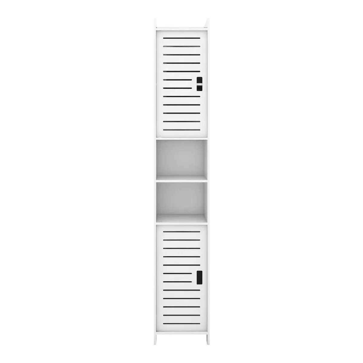 HUOLE Mueble de baño, pequeño mueble de almacenamiento para inodoro, escobillero de baño, con soporte de madera, 26 x 22 x 118 cm, color blanco