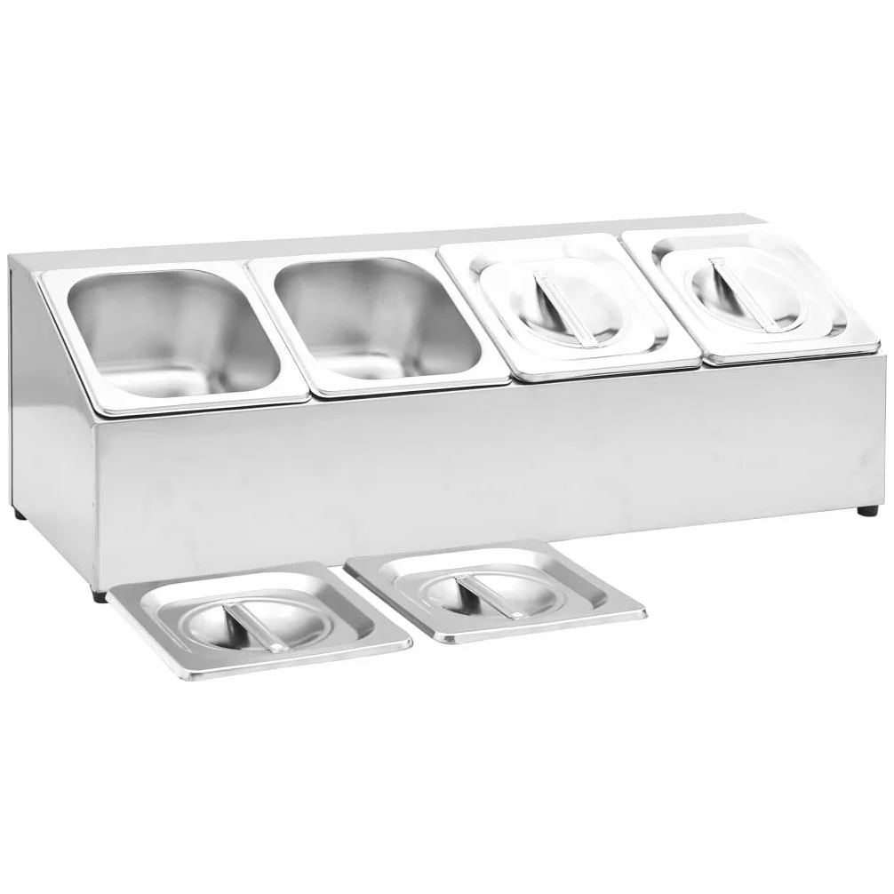 Gastronorm - Contenedor con 4 sartenes GN 1/6 de acero inoxidable