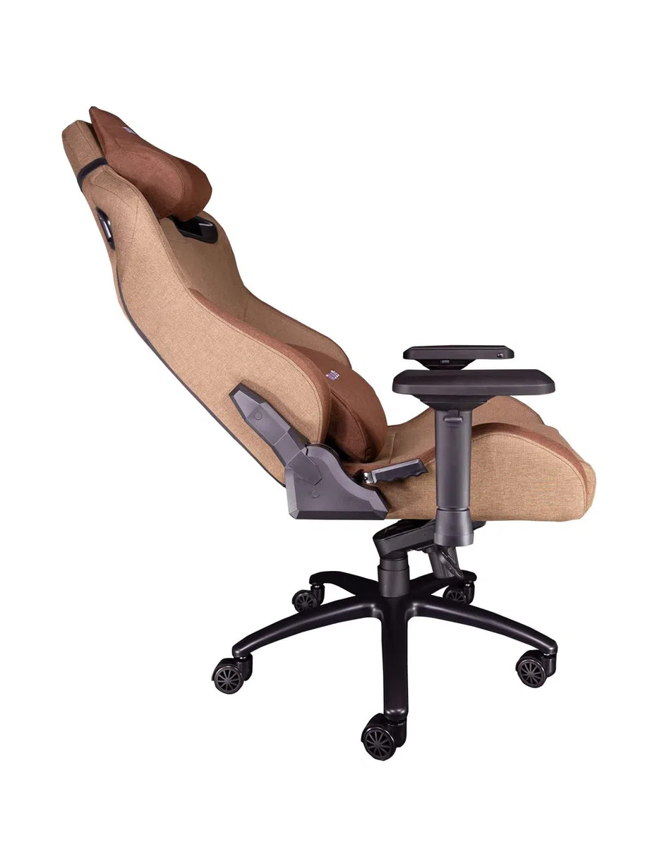 Silla Gaming Profesional Talius Raptor, Tela Transpirable Marrón reposabrazos 4D, Cojín Cervical y Lumbar viscoelástica, Frog, Base Metal, Ruedas Nylon, hasta 170kg (Brown)