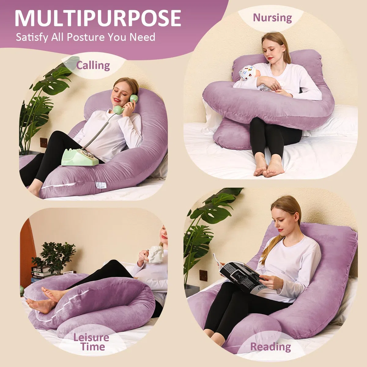 Chilling Home Almohada de embarazo, almohada de maternidad de 55 pulgadas para mujeres embarazadas, cómoda almohada de cuerpo completo en forma de J, almohadas de embarazo para dormir, con funda