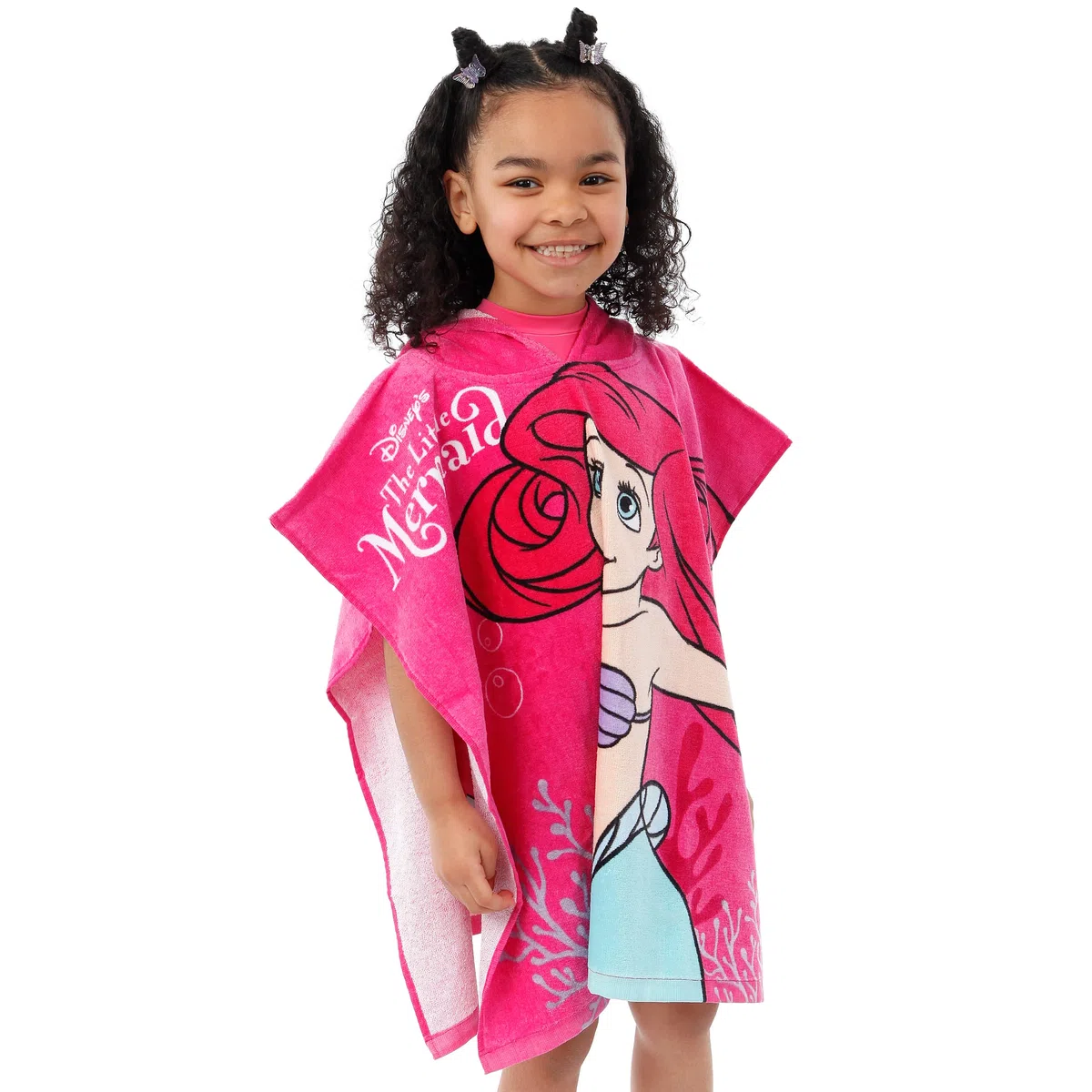 Disney Poncho Toalla The Little Mermaid | Toalla Poncho con Capucha La Sirenita | Talla Unica Rosa