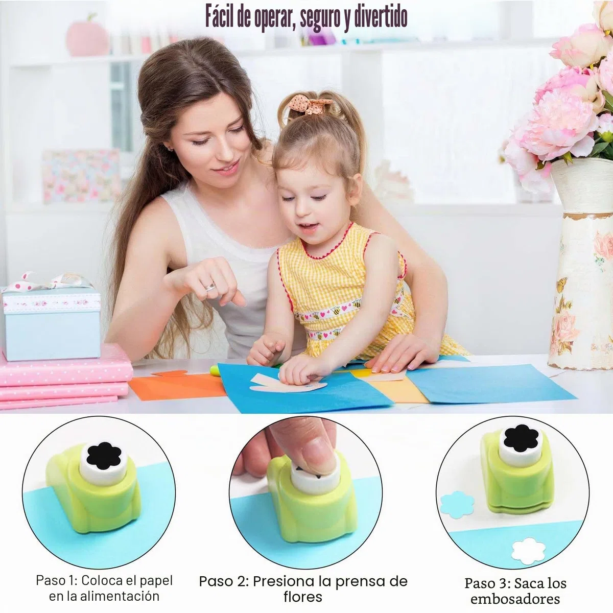 BAIFULAI Perforadora y troqueladora infantil, 14 unidades, estable para manualidades