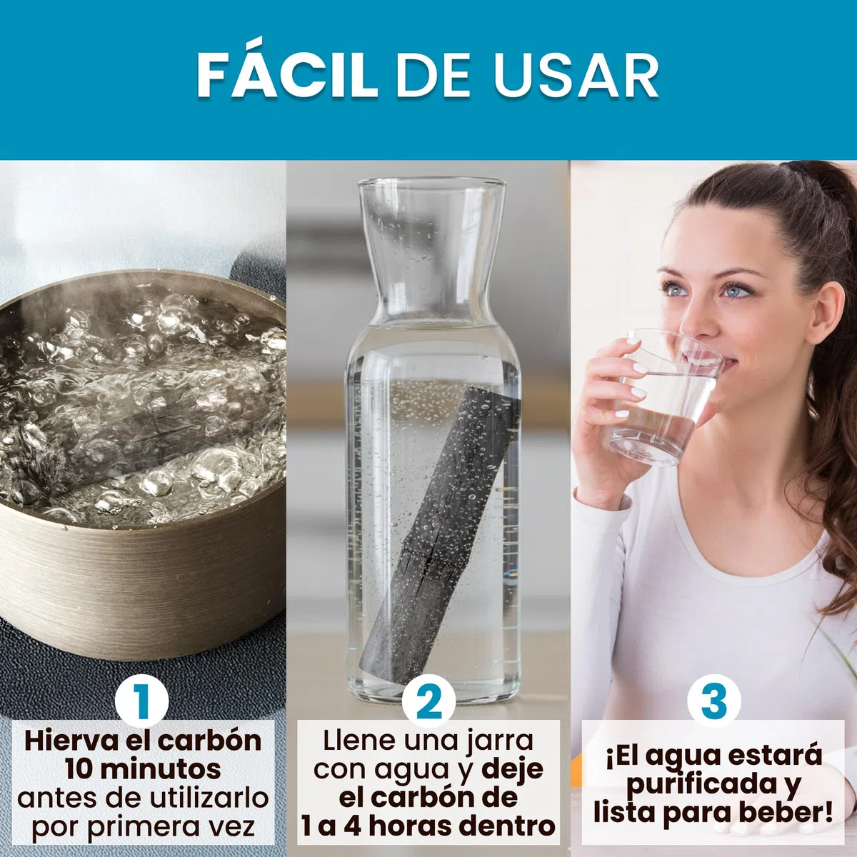 Vibratis Binchotan Orgánico 5x - Carbón Activo Binchotan de Bambú para Purificación de Agua de Grifo en Jarra