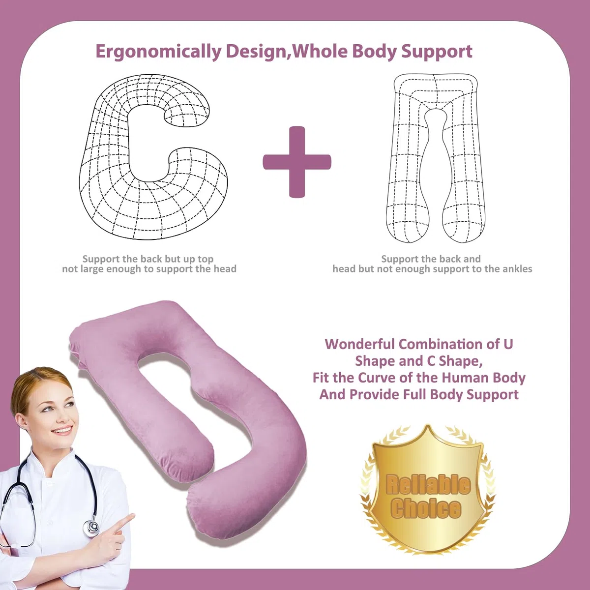Chilling Home Almohada de embarazo, almohada de maternidad de 55 pulgadas para mujeres embarazadas, cómoda almohada de cuerpo completo en forma de J, almohadas de embarazo para dormir, con funda
