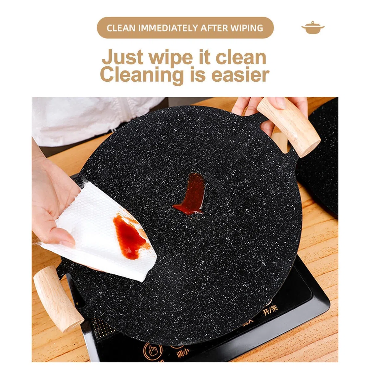 Teppanyakipan,Placa de inducción de barbacoa antiadherente para encimera - Placa de barbacoa compatible para inducción, cocina de gas, cocina eléctrica, parrilla interior o exterior