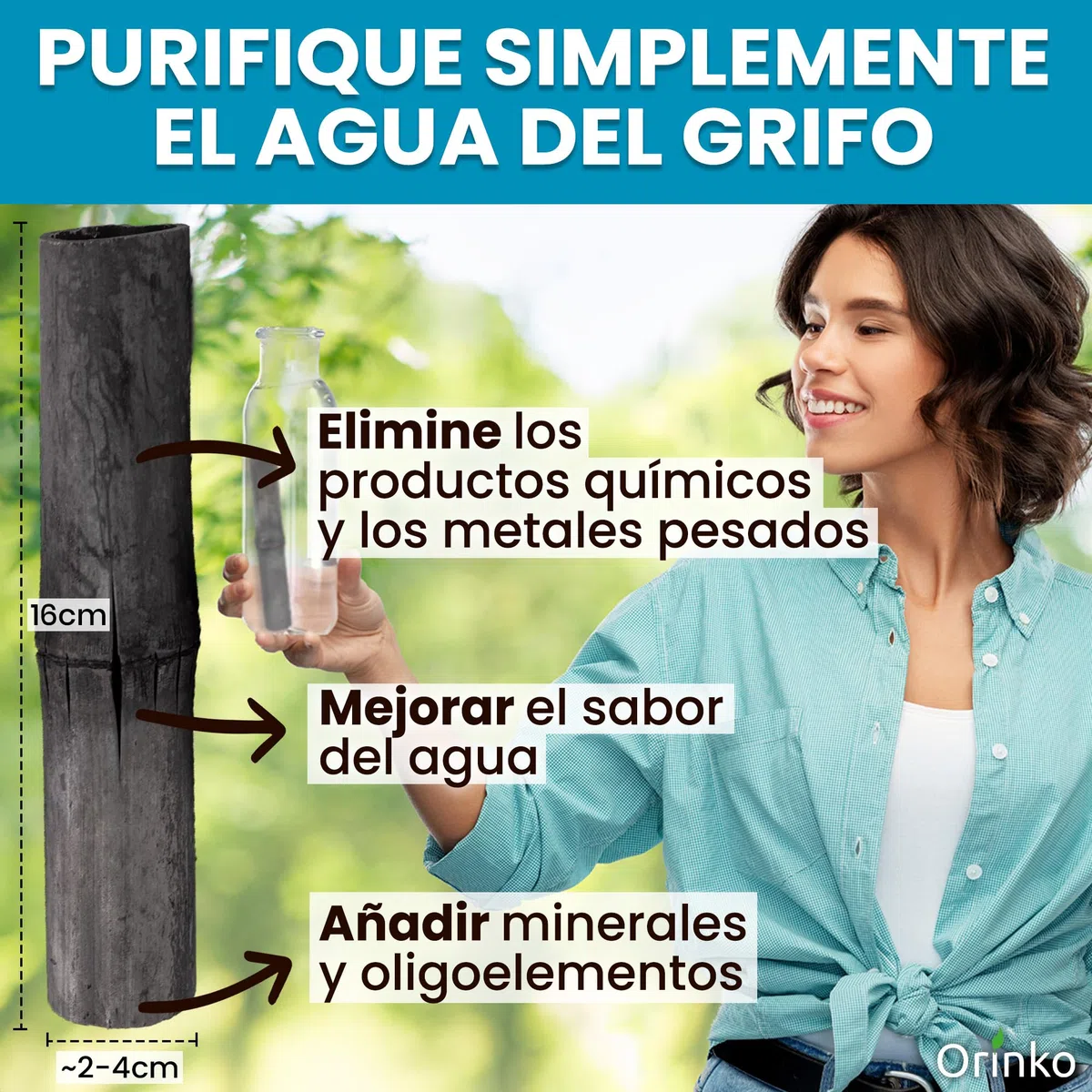 Vibratis Binchotan Orgánico 5x - Carbón Activo Binchotan de Bambú para Purificación de Agua de Grifo en Jarra