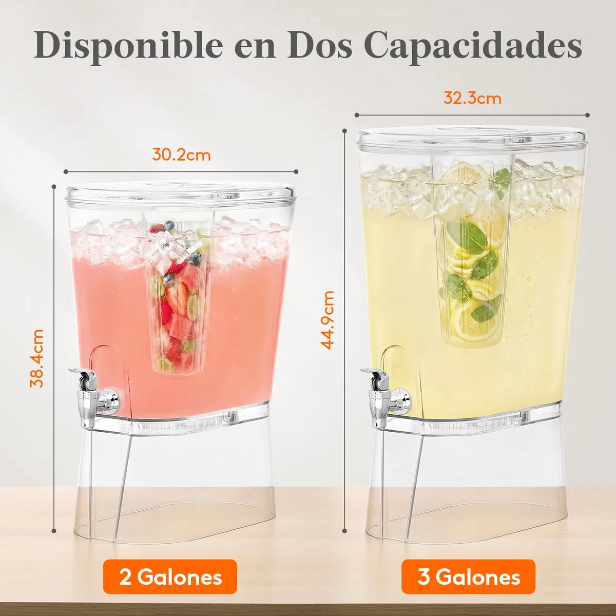 Lifewit 8L Grande Dispensador de Bebidas con Grifo, Dispensador Bebida de Plástico con Filtro y Letreros Borrables, Jarra Agua para Cócteles,Jugos, Limonada y Té, 30 x 38 cm, Juego de 2 (en 1 Paquete)