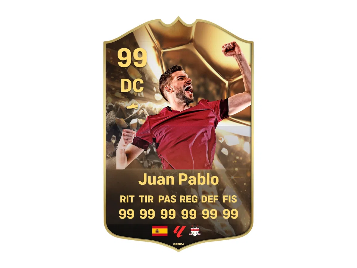 Oedim Carta de Fútbol Personalizada Diseño Balon de Oro 2025, 21x33,5cm, Fabricado en Metacrilato de 4mm, Efecto Espejo, Divertida y Original
