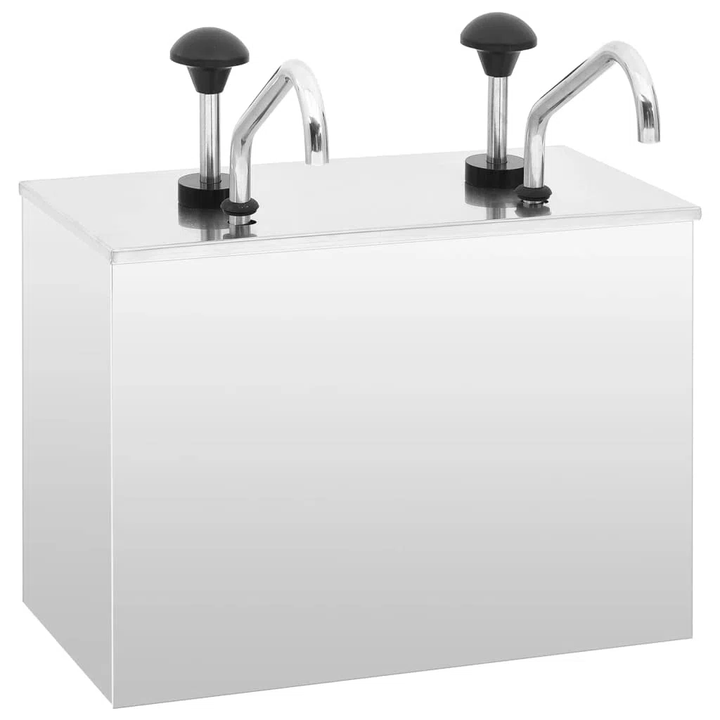 vidaXL Dispensador de Salsa Surtidores de Bomba Bote Cubo Bufés Hornear Barbacoas Reducir Pérdida Guardar Dosificadora de Acero Inoxidable 2x3,5 L