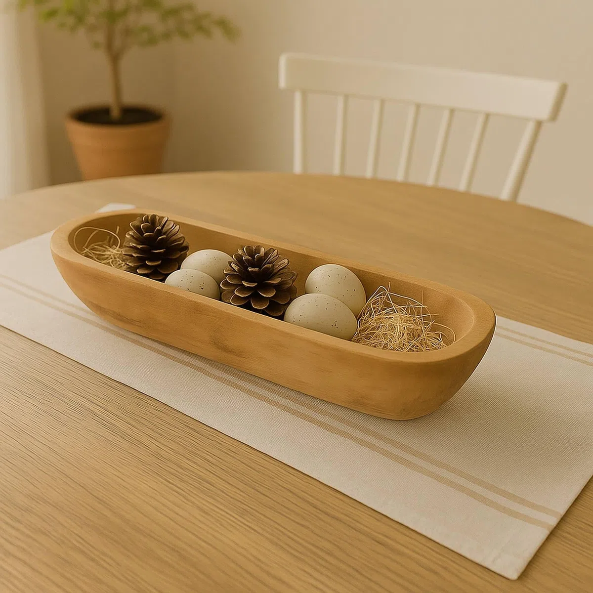 Well Home Cuenco en forma de canoa en madera de raíz de teca 40x11x7cm