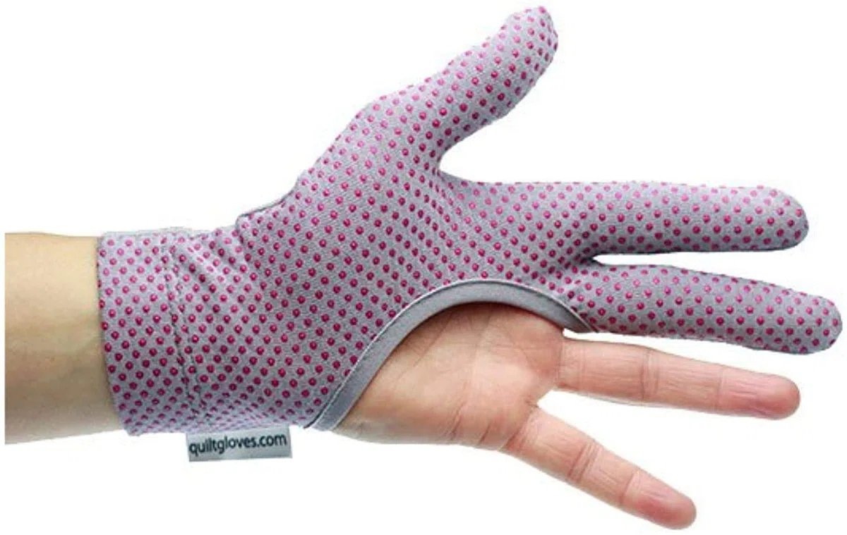 Guantes de colcha, guantes de acolchado con tres dedos, patchwork, acolchados, acolchados, colchas a máquina, patchwork, costura, costura libre, hechos a mano (M, flores rosas)