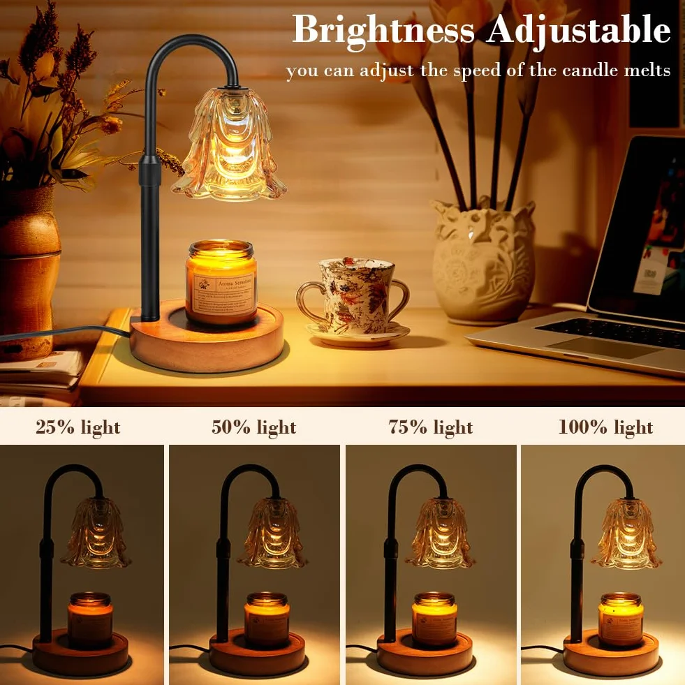 Vicloon Lámpara Calentador de Velas, Lampara Vela con Temporizador y atenuador, Lámpara Perfumada con 2 Bombillas, Altura Ajustable, Lámpara Fusión Cera Eléctrica para Hogar Decoración