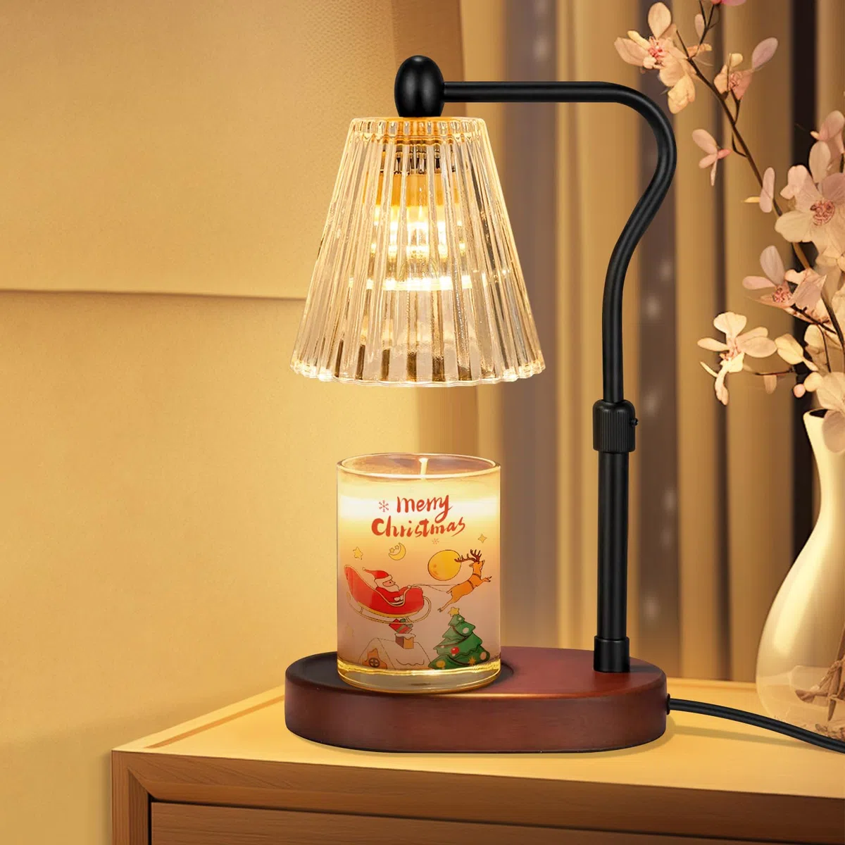 seenlast Lámpara Calentadora Velas, Lampara Vela Eléctrica con Temporizador y Regulador de Intensidad Calentador de Velas Vintage, Candle Warmer Lamp para Velas aromáticas, Hogar, Decoración
