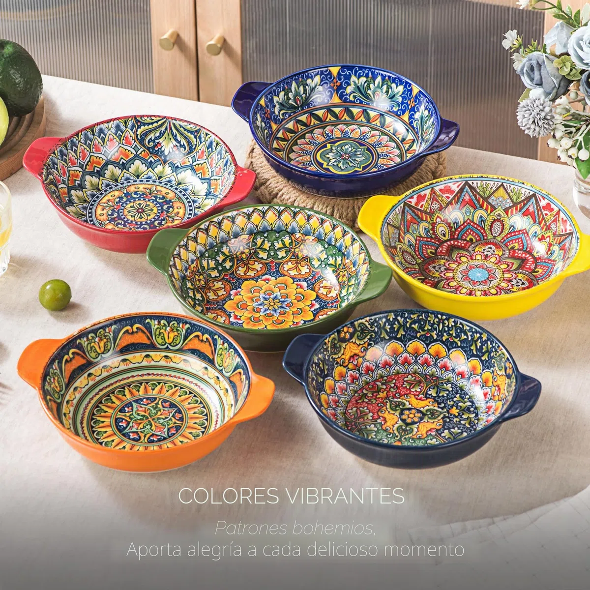 Henten Home Cuencos para Pasta, Juego de 6 Platos Hondos de Cerámica, 900 ml Cuencos de Sopa, Platos Sopa, Cuencos Grandes de Cerámica para Servir Ensalada y Cocina