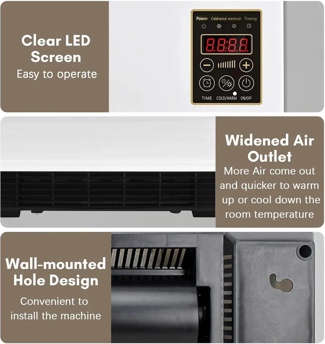 Ventilador portátil pared 2 en 1 Plug & Play sin instalación bajo consumo hogar dormitorio oficina