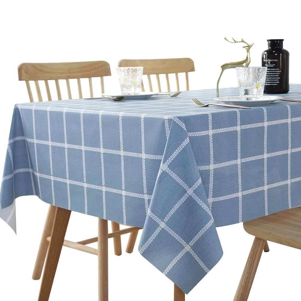 rismart Rústica Más Patrones Impermeable PVC Mantel de Hule Rectangular Prueba de Aceite Mesa Paño,Azul,120_x_160_cm
