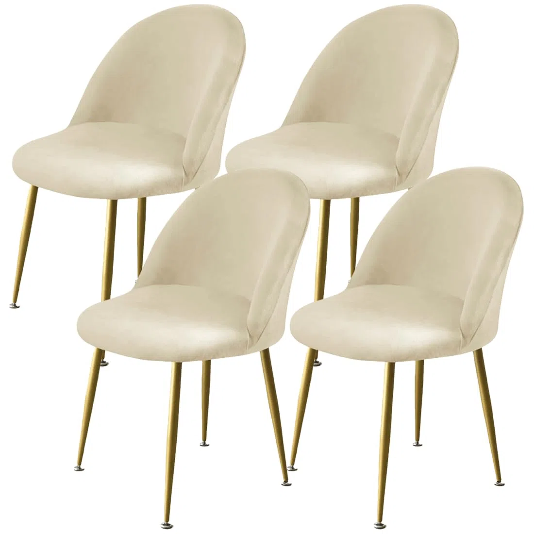 Levoberg - Funda de silla de comedor escandinava extensible de terciopelo, con respaldo redondeado elástico, funda de silla escandinava para casa, boda, hotel, 4 piezas, color beige