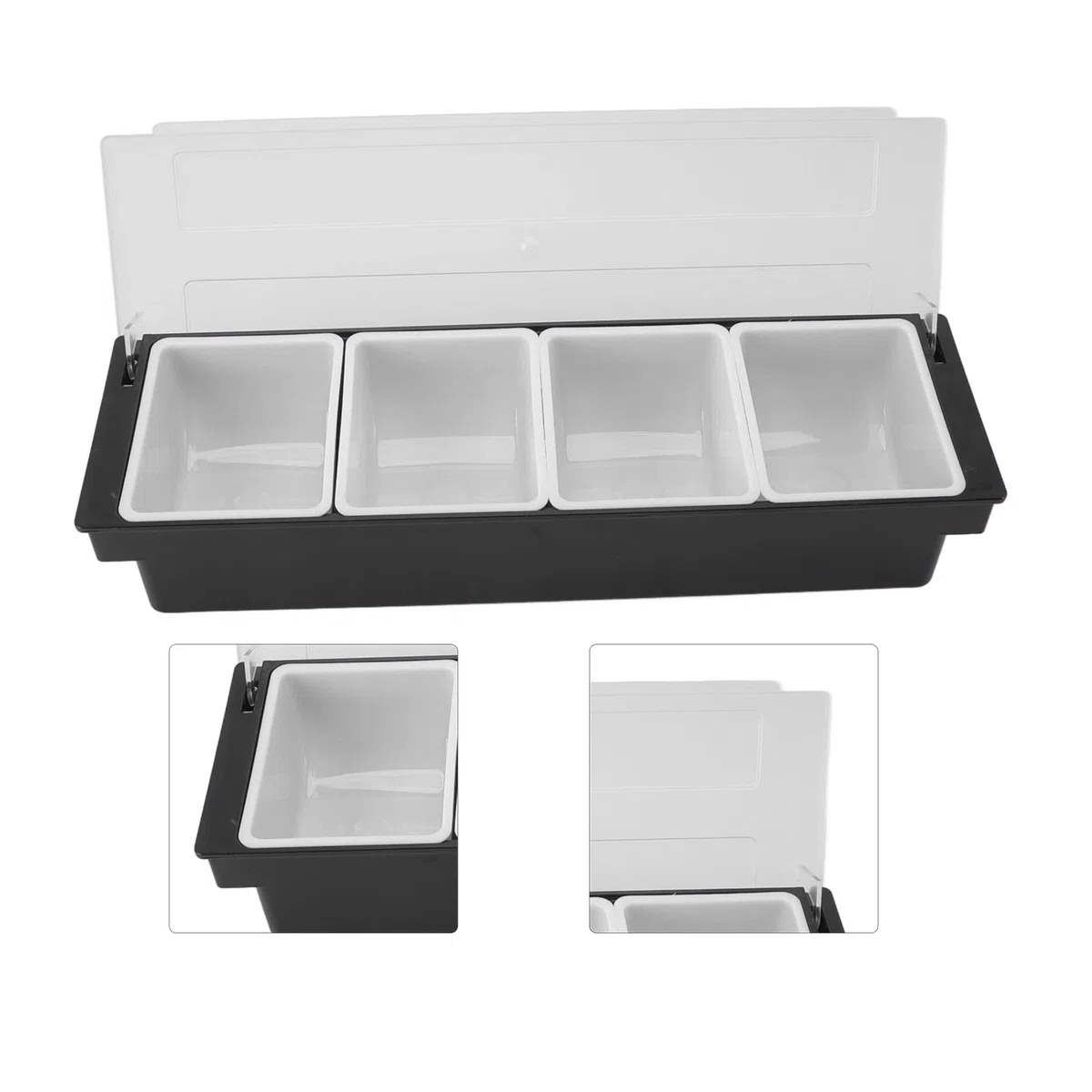Haofy Organizador de Carrito de Condimentos, Carrito de Servidor de Condimentos, Carrito de Guarnición de Bar, Carrito de Frutas con Tapa para Bar, Restaurantes, Fiestas, Camping(4 Compartimentos)
