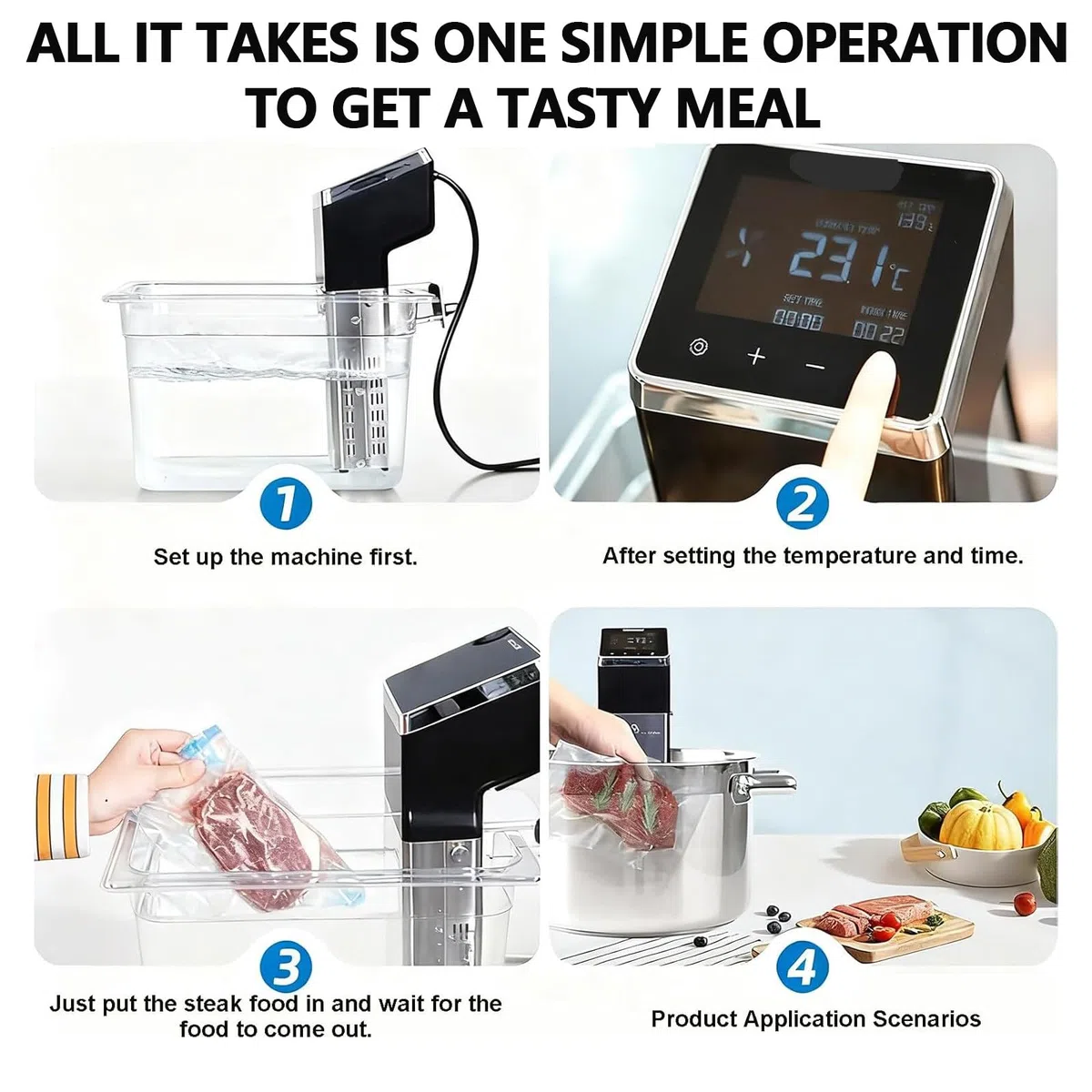 Sous Vide Cooker 1600W Commercial Sous Vide Machine Fast Heating Immersion Circulator with Timer & Accurate Temp Control, Stainless Steel, Ultra-Quiet, IPX8 Waterproof, Home Kitchen Use