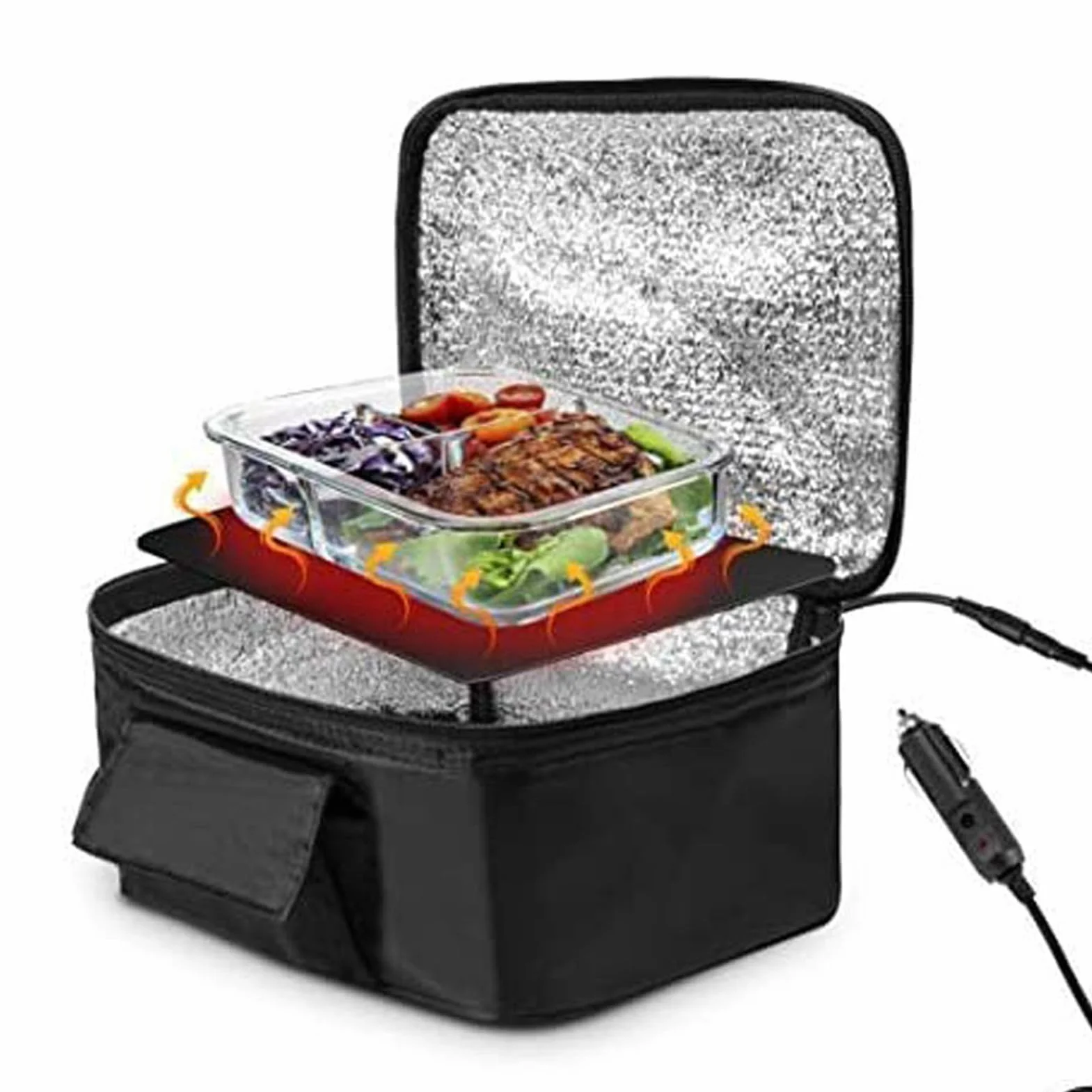 Microondas Portátil De Mini Para Automóvil, Horno Eléctrico De 12V Calefacción Rápida Caja De Picnic Lonchera Calentada Calentador De Alimentos Fiambrera Electrica Para Viajes Para Acampar Cocción