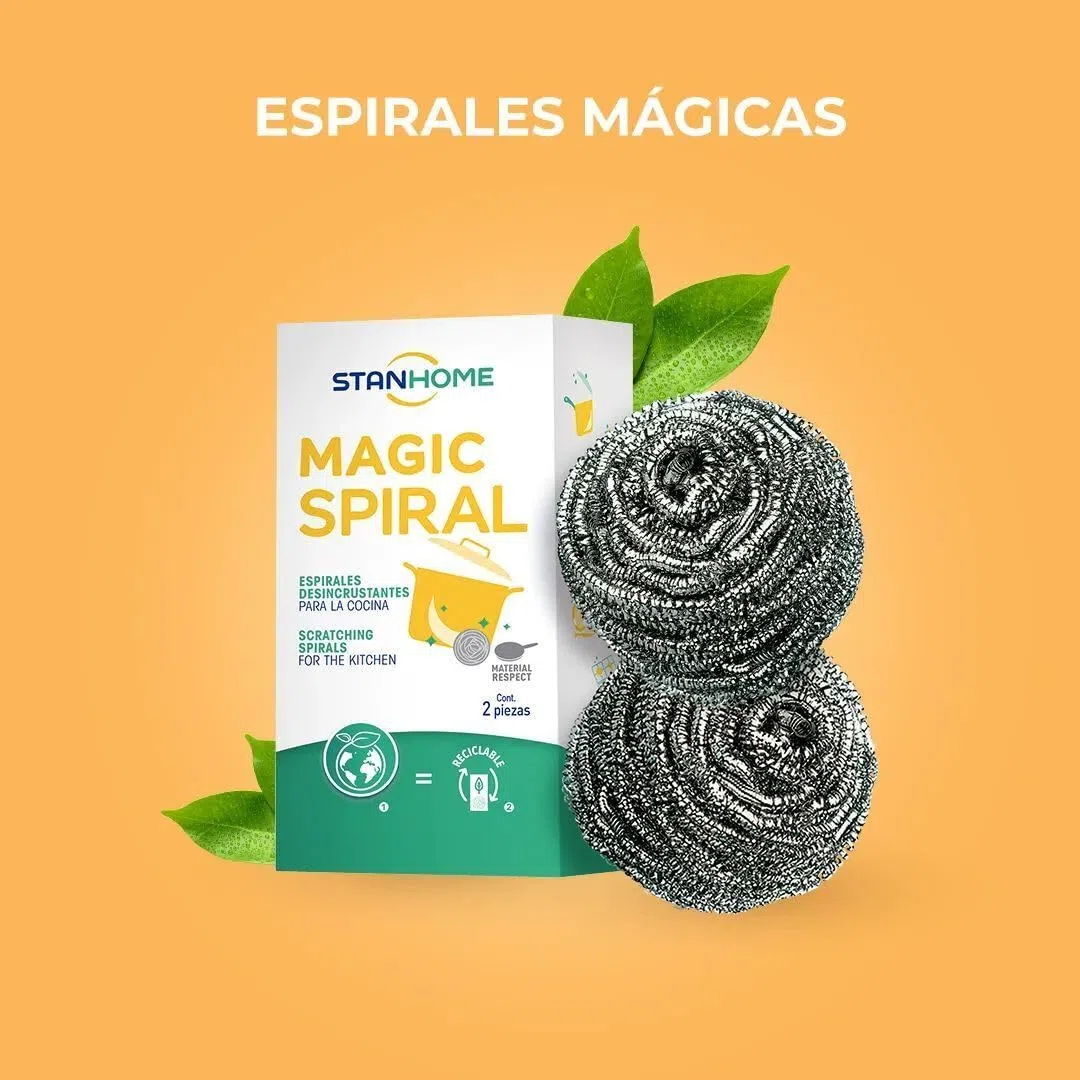 Estropajo de Acero Inoxidable Stanhome, Magic Espiral, Nana - para Cocina, Platos, Vasos y Fregadero (Pack de 15)