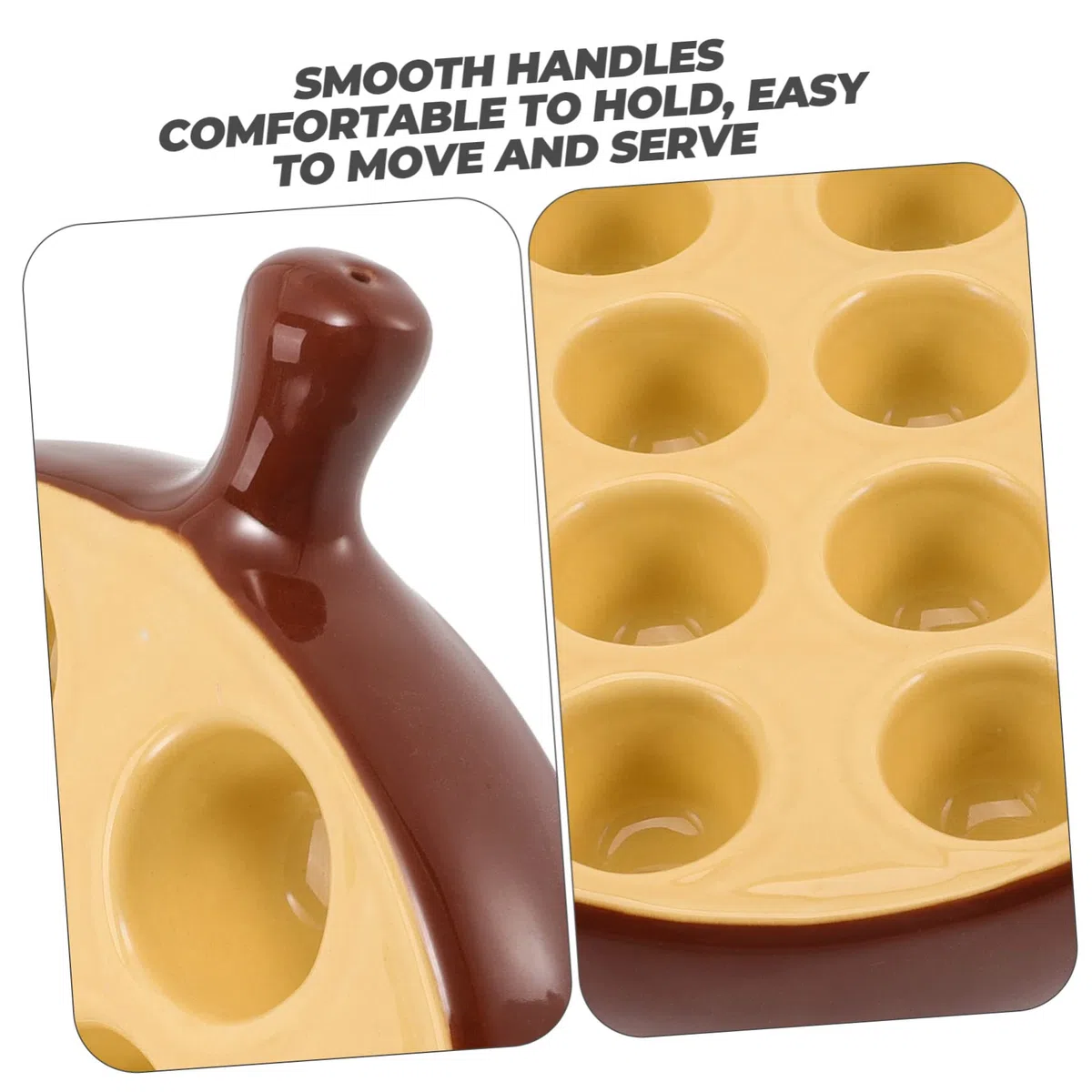 HOMSFOU Plato Para Caracoles De Cerámica Bandeja Para Hornear Con 12 Compartimentos Base Antideslizante Y Asas Suaves 9.05 X 6.69 X 1.25 Pulgadas Para Servir Escargot Y Aperitivos