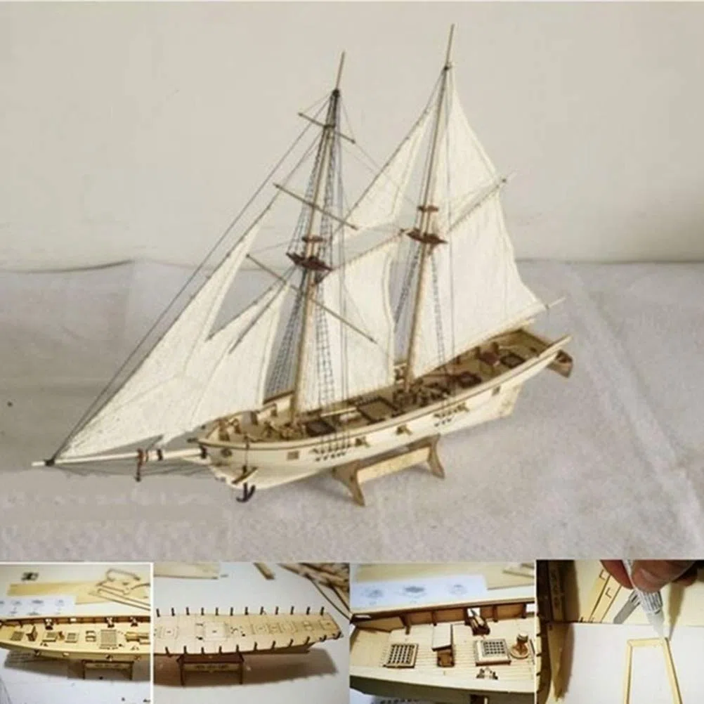 Stecto Maqueta de Barco, Modelo de Velero, Kit de Construcción de Barcos de Vela de Madera, Regalo para Niños