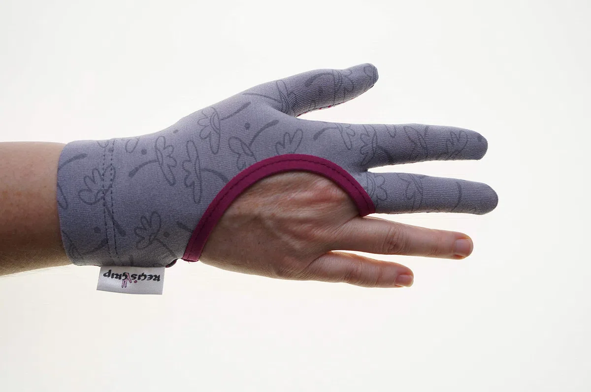 Guantes de colcha, guantes de acolchado con tres dedos, patchwork, acolchados, acolchados, colchas a máquina, patchwork, costura, costura libre, hechos a mano (M, flores rosas)