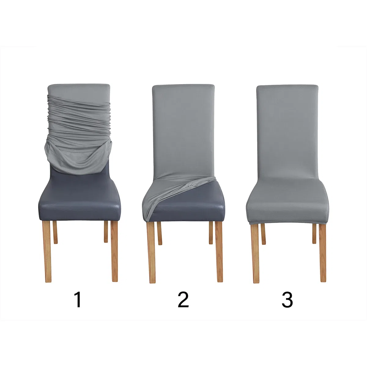 Amazon Basics Juego de fundas de silla elásticas, gris claro, 6 unidades