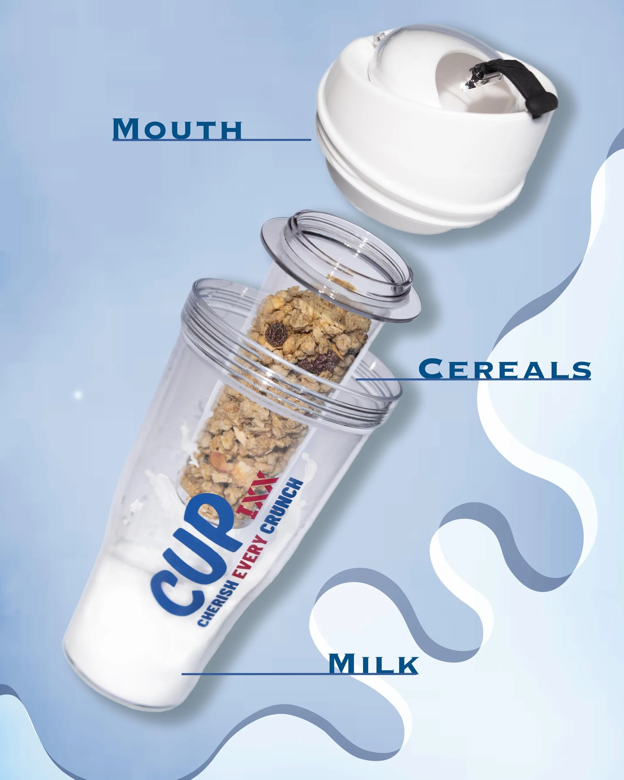 Generisch Cupixx - Vaso de cereales para llevar sin cuchara, color amarillo