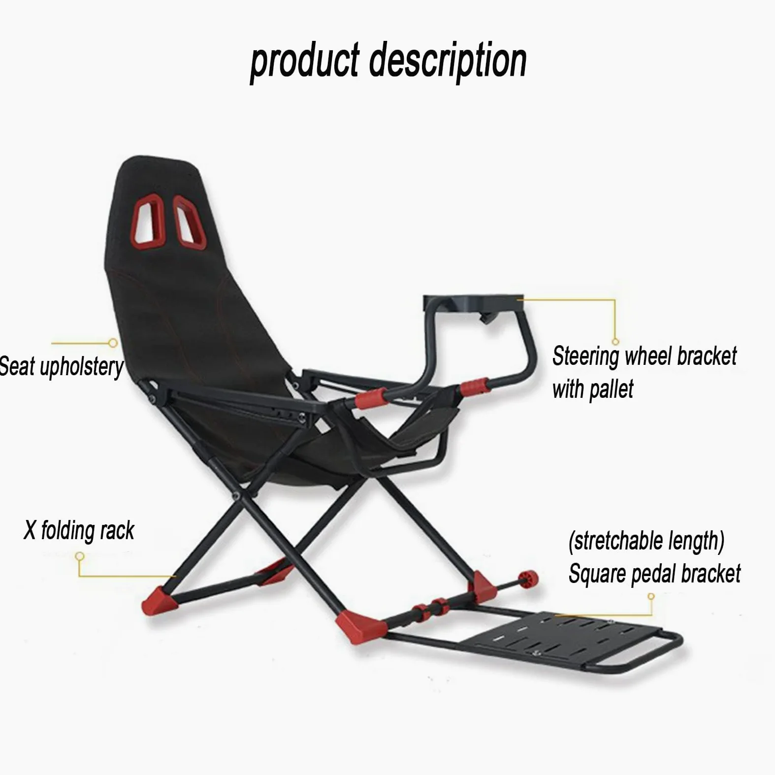 Cabina de simulador de carreras con soporte de rueda ajustable y asiento ergonómico, diseño plegable para Xbox One, PS4, PC