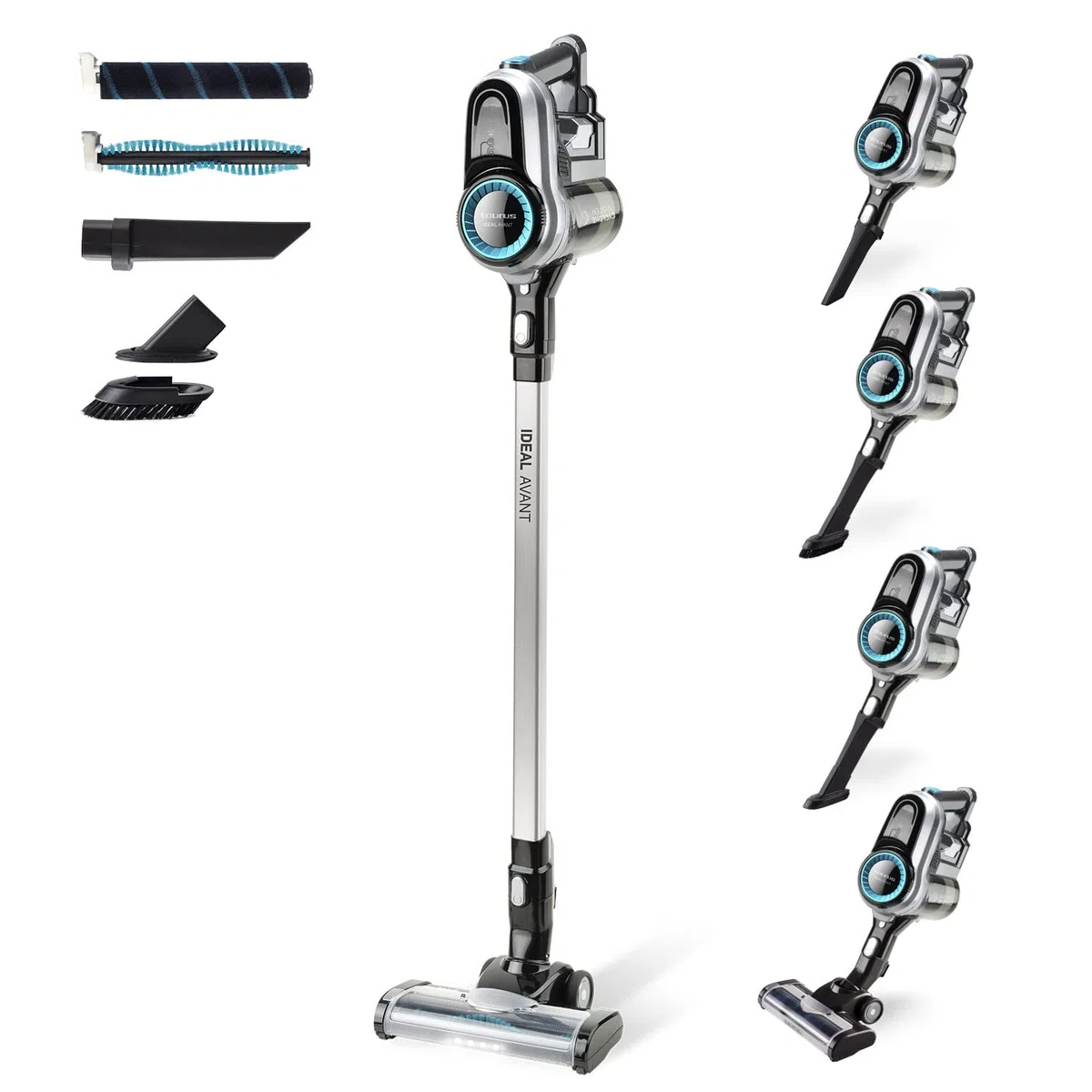 Taurus Ideal Avant - Aspirador 3 en 1. de escoba, de mano y lanza "EXTENSIVE". 29.6V. 650 ml. Zapata Turbo Brush con 2 cepillos. HEPA. 180º. Autonomía de 45 min. Simple Charge. Gris.