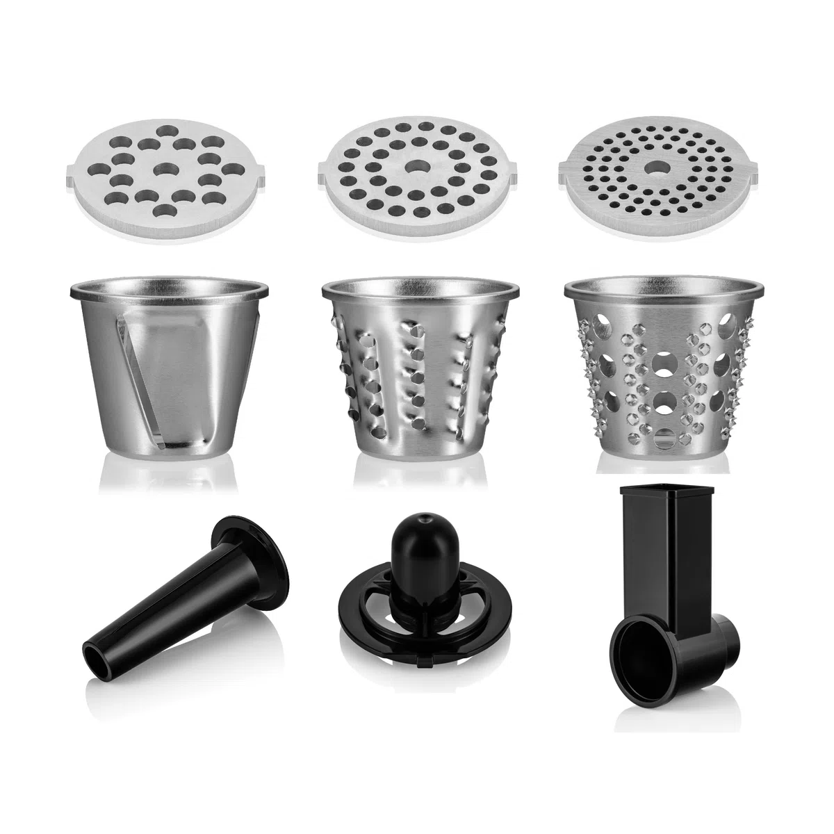 ZEEGMA MOLEN MASTER Máquina Eléctrica para Moler Carne, Potencia de 2500 W, 3 Discos de Acero Inoxidable, Accesorio para Embutidos, Rallador, Función Reversa, Pantalla Táctil