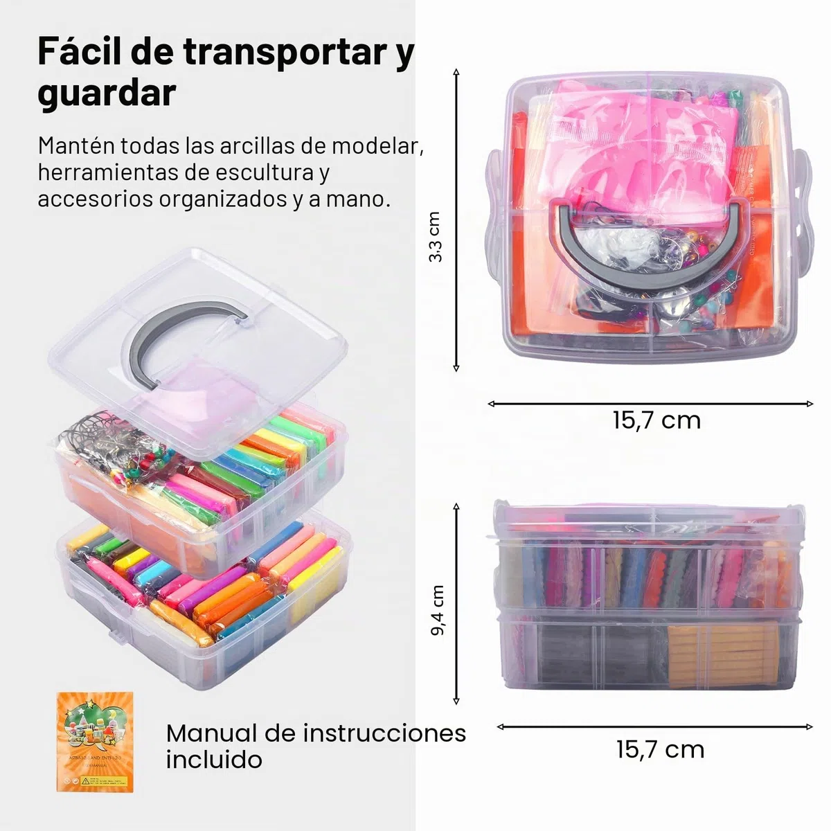 Arcilla Polimérica, Kit de Arcilla de 60 Colores, Masa Artesanal Polimérica, Polimérica Modelado de Material, Pasta de Colores Apta para Bricolaje