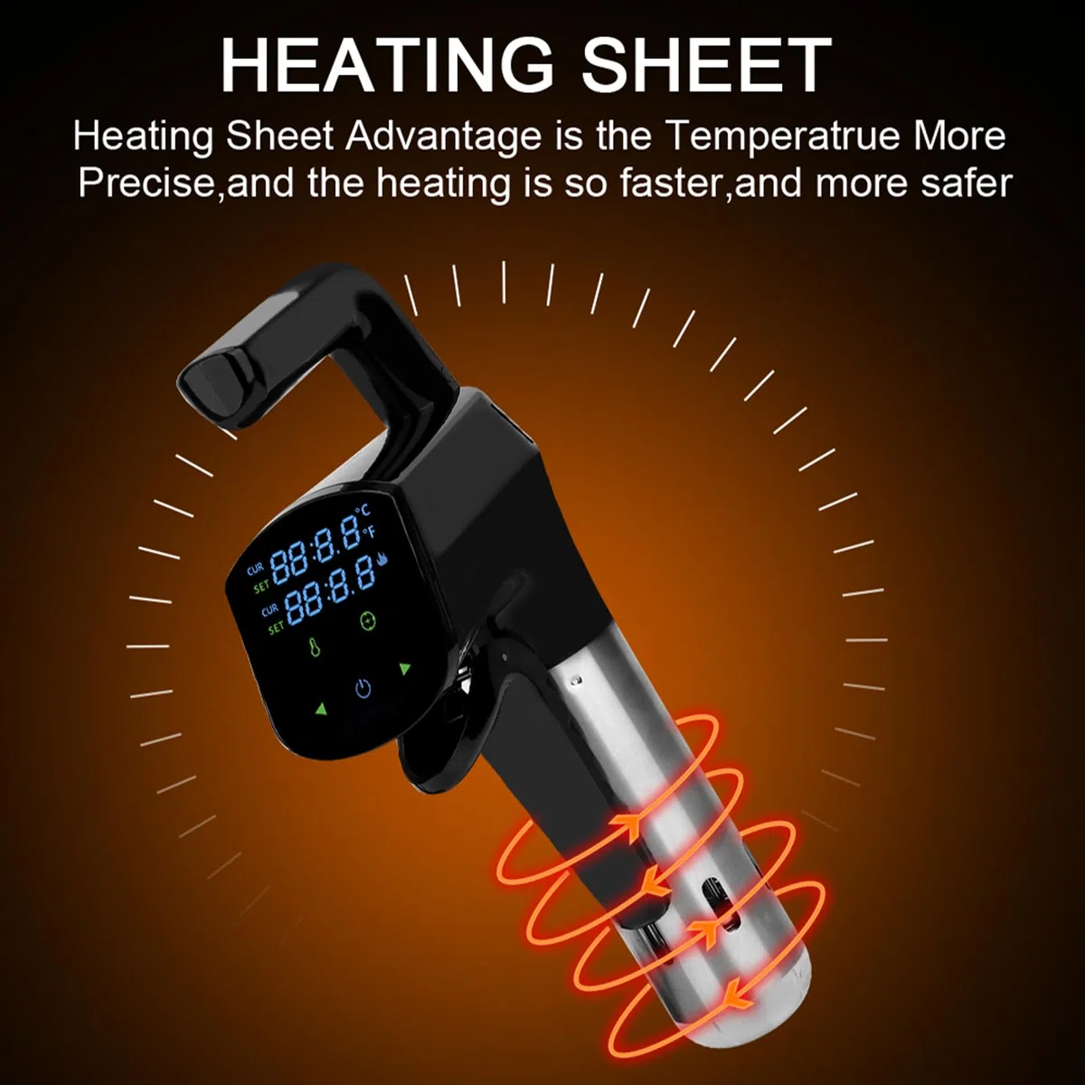 XoTiq Máquina Sous Vide, Cocina Sous Vide 1800W con Abrazadera Ajustable y Pantalla Digital LED, Circulador de Inmersión Térmica Impermeable IPX7, Control Preciso de Temperatura y Temporizador Acero
