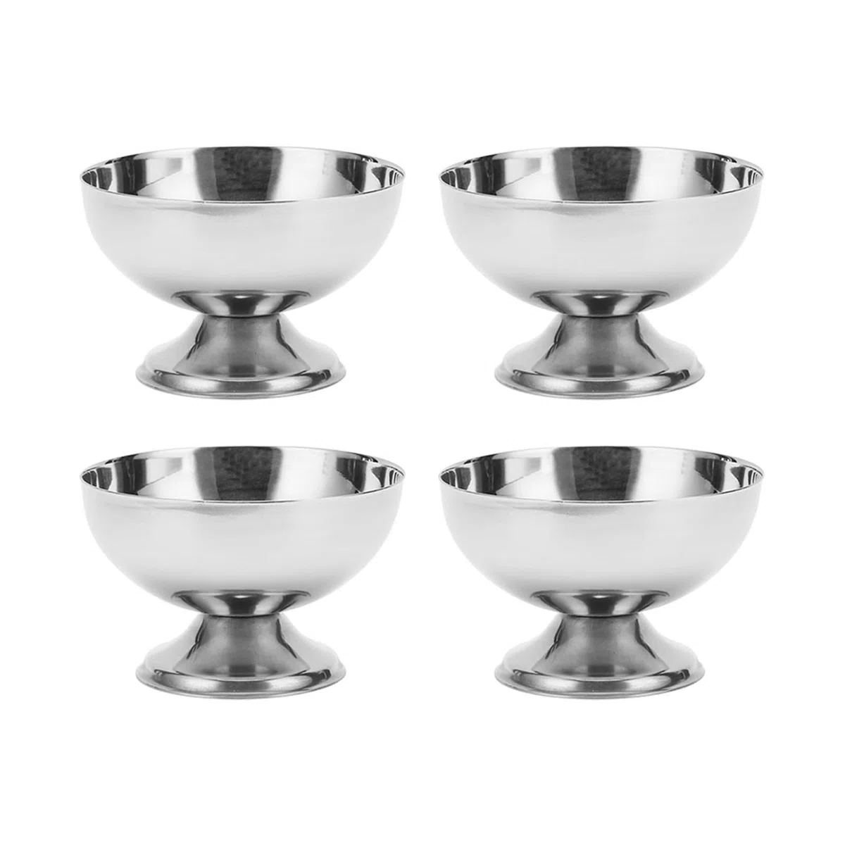 Cuenco para Helado ,Vaso de Metal para Helado ,Fondo Estable ,Alisador ,Acero Inoxidable ,Ahorro de Espacio ,4 Piezas para la Familia