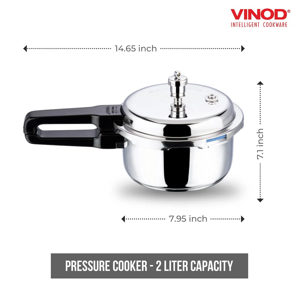Vinod V-2L - Olla a presión para sándwich (acero inoxidable, 2 L), color plateado